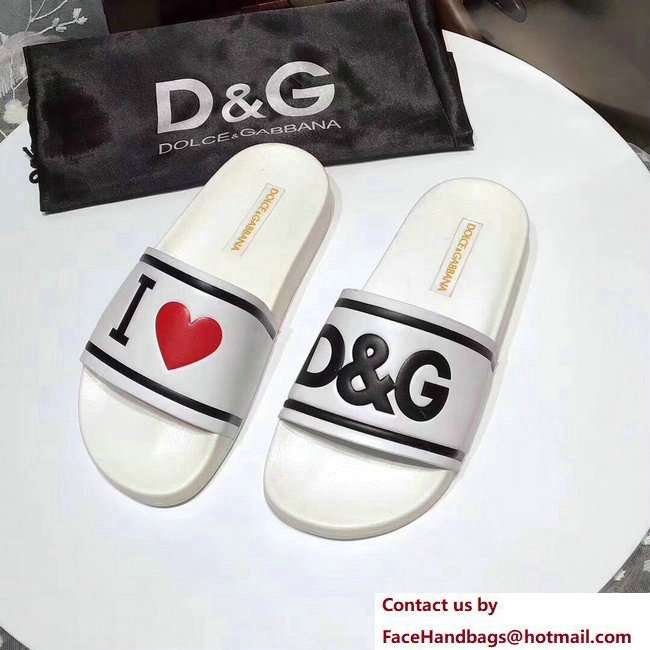 Dolce  &  Gabbana I Love D & G Slippers White 2018